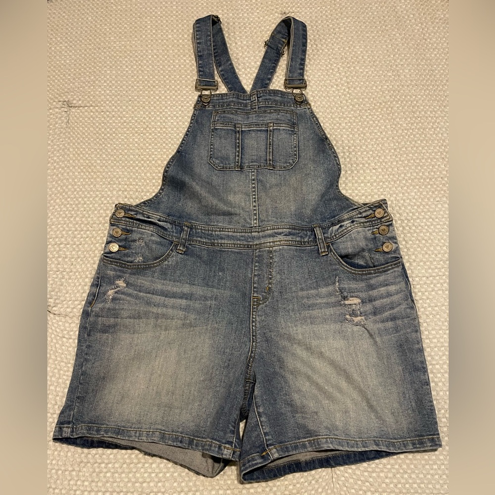 Torrid Blue Denim Overall Shorts